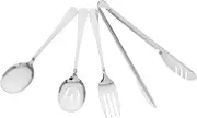 Zerodeko Elegant Stainless Steel Serving Utensils Set 4pcs Fork Spoon Slotted Spoon Cake Server Tongs Dishwasher Safe for Kitchen
