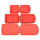Pyrex (2) 234-PC Red Lids, (2) Pyrex 233-PC Red Lids, (2) Pyrex 222-PC Red Lids