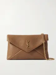 [SAINT LAURENT] SAINT LAURENT - Cassandre Mini Textured-leather Shoulder Bag - Brown - One size One size Brown