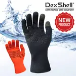 英國DEXSHELL THERMAFIT GLOVES 保暖防水手套-美麗諾羊毛-可觸控螢幕 黑色/橘色