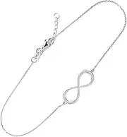 [Claddagh Gold] Dainty 925 Sterling Silver Polished Infinity Bracelet 7.5 Adjustable to 8