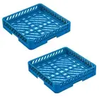 Caterrax Commercial Dishwasher Open Cup Rack 500 x 500 x 100 mm | Blue Set of 2