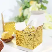 25 GOLD WHITE Sequin Glittered FAVOR BOXES Ribbon Mini Gift Holders Party Events