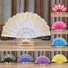 Chinese Fan Silk Lace Fabric Folding Held Dance Hand Fan Party Wedding Z N_LR