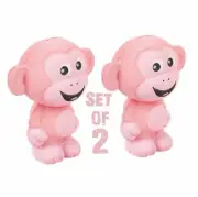 (Set Of 2) Pink 4” Squish Monkeys Spongy Texture Squishy Toy Party Decoration