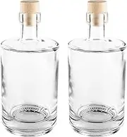Ideen mit Herz Glass Bottles with Corks, Empty Glass Bottle, Gin Bottle, Ideal for Filling and Gifting, for Liqueur, Liquor, Oil, Vinegar, Diameter 8.5 cm, 18 cm High, 500 ml, Pack of 2
