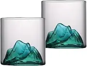 Whiskey Glasses, Mountain Crystal Glass for Drinking, Fashioned Glass for Cocktails Scotch Whiskey, Cognac, Bourbon, 10oz, Green