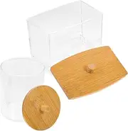 BEBEMOKO Bathroom Jar Lid Cotton Swab Box Storage Case for Cotton Balls Toothpick Holder Box