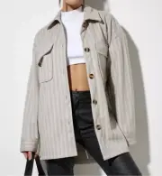 Motel Rocks Marcella Jacket In Stripe Tonal Grey (S) - new