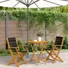 3 Piece Bistro Set Black Acacia Wood Foldable Outdoor Garden Table Chairs 81853