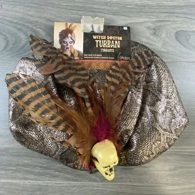 Witch Doctor Turban Halloween Costume Cosplay Accessory Dress Up Unisex OS