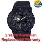 CASIO MEN WATCH AEQ-100W-1B WORLD TIME 10Y BATTERY BLACK AQE100W 2Y WARRANTY