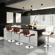 4x ALFORDSON Bar Stools Odette Kitchen Swivel White