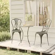 3 Piece Bistro Set Cast Aluminium Green, Garden Furniture Sets