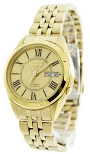 Seiko 5 Automatic 21 Jewels Gold Tone Dial Roman Numerals SNKL38K1 Mens Watch