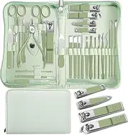 Manicure kit Personal Care Mens Grooming Kit, 30 in 1 Professional Nails Kit Pedicure Kit, Nail Clippers for Men and Nail Tools Portable Set, with Luxurious Travel Case (Green)