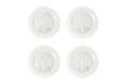 4pc Annabel Trends Glass Plate Palm Tree Serving Dish Set 18cm Round Clear