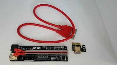 Lot 4 PCI-E 1x to 16x Powered USB 3.0 GPU Riser Extender Adapter Card