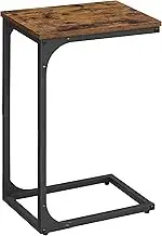 VASAGLE C-Shaped Side Table, Bedside Table, Sofa Side Table, Coffee Table, with Metal Frame, Industrial, for Living Room, Bedroom, Rustic Brown and Black LET350B01