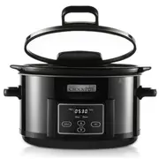 Crock Pot Slow Cooker 4.7L Hinged Lid Food Pressure Kitchen Auto Keep Warm Black