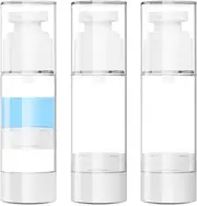 1OZ/30ML Airless Pump Bottles, 3 Pack Lotion Dispenser Travel Size Pump Bottles, Vacuum Cosmetic Travel Bottle for Lotion, Creams, Foundation, Cosmetic, with Labels, Wooeden Stick