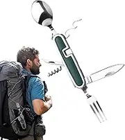 Camping Cutlery | Stainless Steel Backpacking Cutlery | Multi-Functional Foldable Rust-Proof Flatware for Backpacking, RV Camping, Barbecue, Tailgating