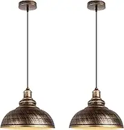 iDEGU Pack of 2 Pendant Light Industrial Vintage Pendant Lamp E27 Retro Lamp Metal Pendant Lamp for Kitchen Dining Room Living Room Restaurant Diameter 29 cm (Bronze)