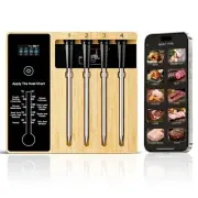 Smart Wireless Meat Thermometer 4 Probes, Bluetooth Food Thermometer, Remote ...