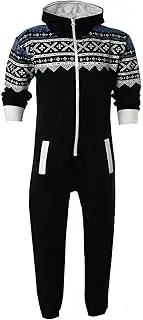 [trending babz] Mens Unisex Onesie Full Camouflage Aztec Print Zip Up Hooded Army Camo All in One Jumpsuit S/XL