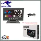 Digital Display Thermometer humidity clock Colorful LCD Alarm Calendar Weather