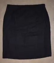 New Richard Malcolm Linen Skirt Black Embroidered Lined Sz 16