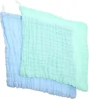 SHOWERORO 2pcs Burping Cloths Absorbent Cotton Washcloths for Soft and Gentle Sensitive Skin for Feeding and Spit Up Cleanup and Colors