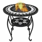 Mosaic Fire Pit Table Black and White 68 cm Ceramic vidaXL