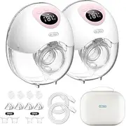 Breast Pump Hands Free EB50D, Wearable Breast Pump of Baby Mouth Double-Sealed Flange with 4 Modes & 36 Levels, Electric Breast Pump Portable - Memory Function, 27mm 24mm 19mm Flanges, 10-piece Set