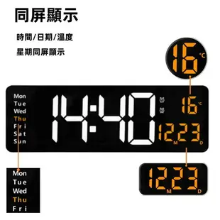 大型LED數位掛鐘 壁鐘 電子鐘 時鐘 掛鐘 數字時鐘 電子鐘 USB插電 數字鐘 時間溫度顯示