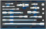 Draper Socket Extension Bar 16 Piece Set, Chrome Vanadium, Satin Finish