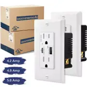 USB Type C + A Wall Outlet 4.8A 5.8A Dual High Speed Receptacle Plug with Plate