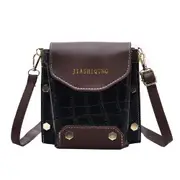 Fashion Hit Color Stone Pattern PU Messenger Bag Women Portable Travel Casual Small Shoulder Crossbody Handbag Purse