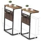 C Shaped End Table Set of 2, Tall Side Table for Sofa, Small Couch Side Table
