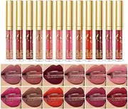 12PCS Matte Liquid Lipstick set Waterproof Long Lasting Non-Stick Cup Liquid Lipgloss Velvety Liquid Lipstick Kiss-proof Durable Nude Lip Gloss Beauty Cosmetics Set