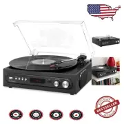 All-in-One Bluetooth Turntable with Built-In Speakers & 3-Speed Functionality