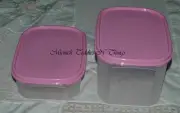 TUPPERWARE MODULAR MATES MINI RECTANGLE SET - ONE OF EACH SIZES #1 & #2 PINK