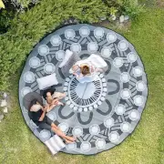 Plastic Outdoor Rug | CELEBRATION Design | 3.6m Round, Black, Grey & White