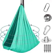 Sensory Swing for Kids and Adults Therapy Swing Indoor Adjustabl Snuggle Hanging Cuddle Hammock Indoor Outdoor Swing Great for Sensory Integration (Color : Lake Green, Size : 1.5x2.8m)