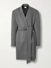 [KHAITE] KHAITE - Annly Belted Wool-felt Coat - Gray - medium medium Gray