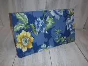BLUE FLORAL Fabric WALLET Checkbook Cover Document Coupon Organizer USA Handmade