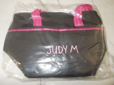 NIB Poly Cooler Soft-Sided Bag Lunch Box Black and Pink Embroidered JUDY M