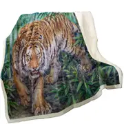 Cool Animal Art Dangerous Tiger in Bamboo Forest Throw Blanket