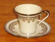 RARE! DISCONTINUED LENOX CHINA LACE POINT DEMI / DEMITASSE CUP & SAUCER SET NEW