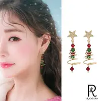 在飛比找momo購物網優惠-【RJ New York】韓式設計聖誕樹螺旋星星耳環(金色)